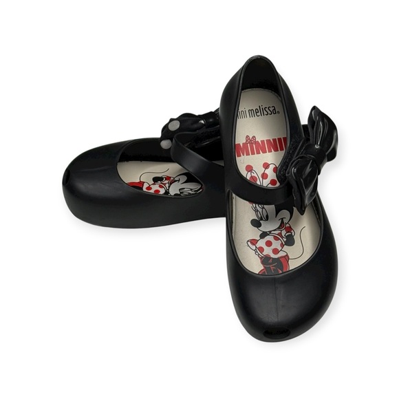 Mini Melissa 𖠌 Minnie Mouse Disney Ultra Bow Jelly Flat Shoes 𖠌 Black 𖠌 Girls 10 - Picture 14 of 16